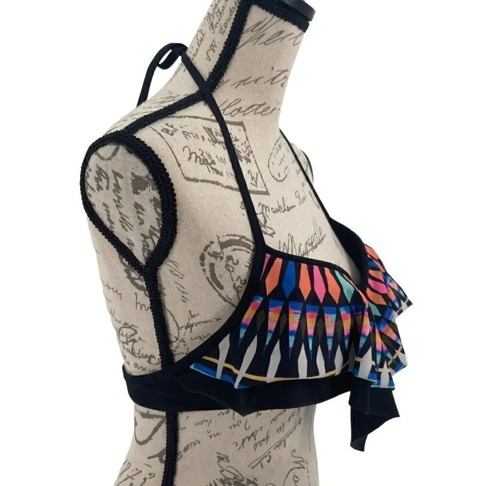 ‎Victoria’s Secret Pink Ruffle Swimsuit Top Medium Multicolor